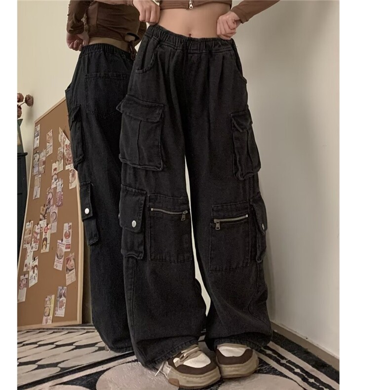 百搭潮流新款气质甜氧少女潮多口袋工装牛仔裤简约日系ins流行,男装牛仔裤,星座506A