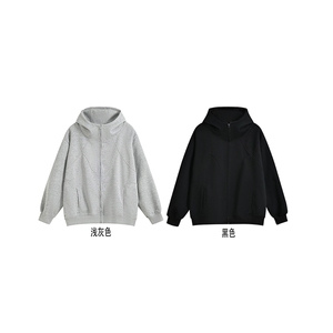 重磅全棉无帽绳450克拉链连帽卫衣硬挺短宽套头外套男 RH5325-P58图片