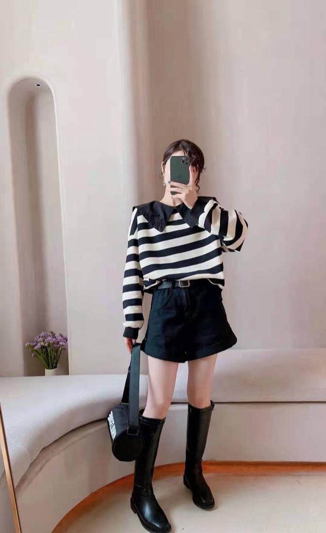 海军风条纹卫衣，女装卫衣/绒衫，玫丽梦