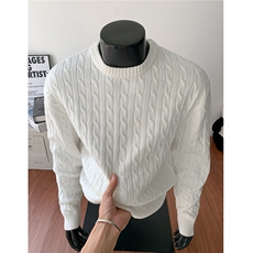 秋冬装纯色麻花毛衣圆领打底针织衫套头上衣男女H1154特P53，男装T恤，电商A341