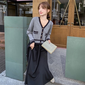 小香风针织开衫吊带连衣裙套装女2025春新款温柔风气质显瘦两件套图片