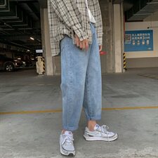 现货港风直筒牛仔裤男潮牌韩版潮流阔腿宽松坠感老爹裤子n08，男装牛仔裤，星座1008