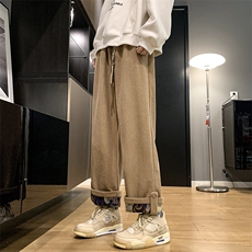港风大码美式灯芯绒卷边设计阔腿休闲裤男XZ213-DK2002-P55控68，男装休闲裤，星座213