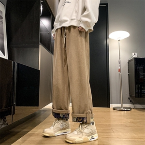 港风大码美式灯芯绒卷边设计阔腿休闲裤男 XZ213-DK2002-P55控68图片