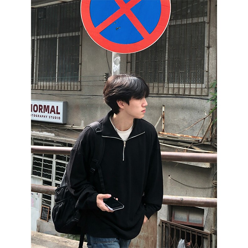 特P55无差价新款时尚潮流拉链领口长袖卫衣-HW3581港风街头,男装卫衣,电商A003