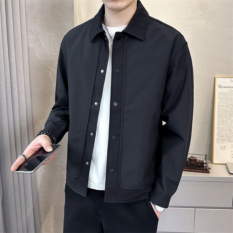 @店主-抖音男士高端针织拼接假两件工装夹克外套505-P100图片