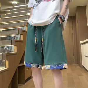 港风拼接休闲裤高街五分裤宽松直通短裤DK132 P32图片