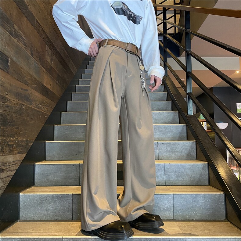 抖音品质春季新款打褶垂感宽松休闲西裤B315-K25680-特p40控78,男装西裤,电商B315