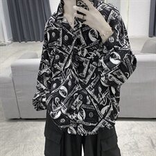 21年春衬衫不规则印花长袖衬衫男宽松潮流衬衣CS2011P45，男装衬衫，星座507