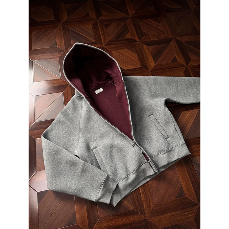 网图有货空气层帝王红连帽卫衣男女boxy短款开衫外套A859-P52，女装短外套，星座1505