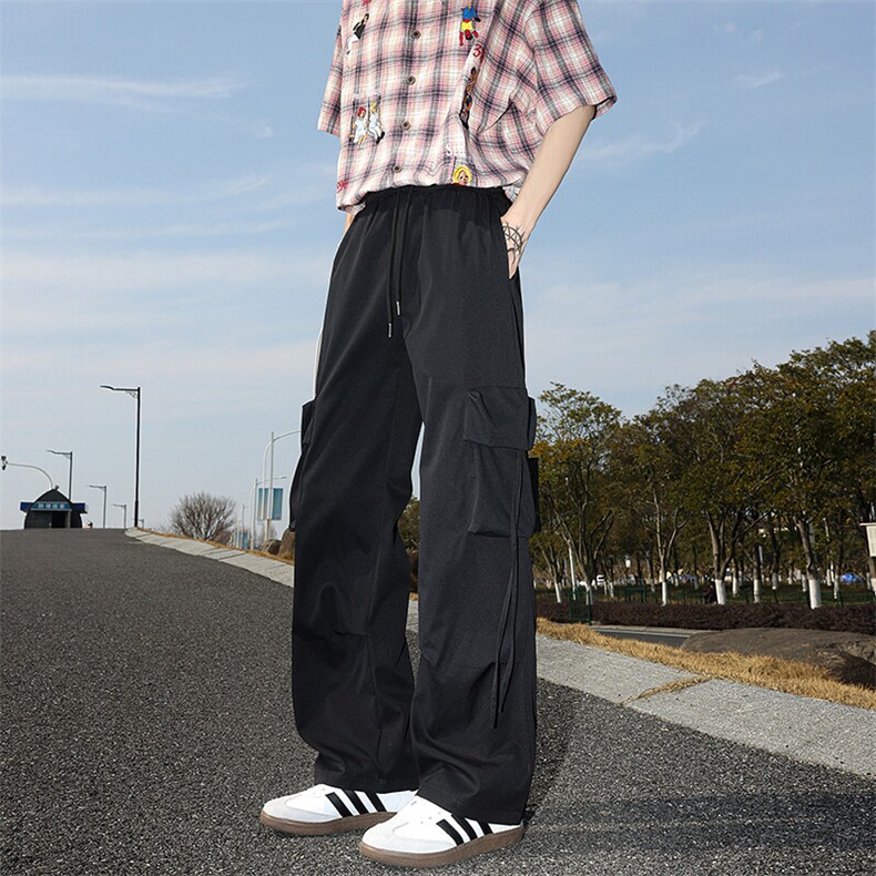 8XL-M 工装裤男冰丝垂感降落伞速干休闲阔腿美式运动裤夏K9134P48图片
