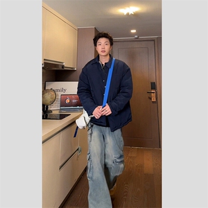 抖音-- 哈 BER--纯色内格纹设计感重磅棉服外套my686-TP205图片