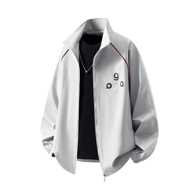 立体白底反光条镶边字母印花设计大码M-5XL夹克男JK78057P75控108，男装夹克，星座227-7