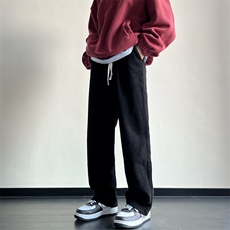 抖音品质-早秋宽松束脚抽绳休闲卫裤纯色百搭长裤212-2-NK34-P55，男装休闲裤，星座808A-1
