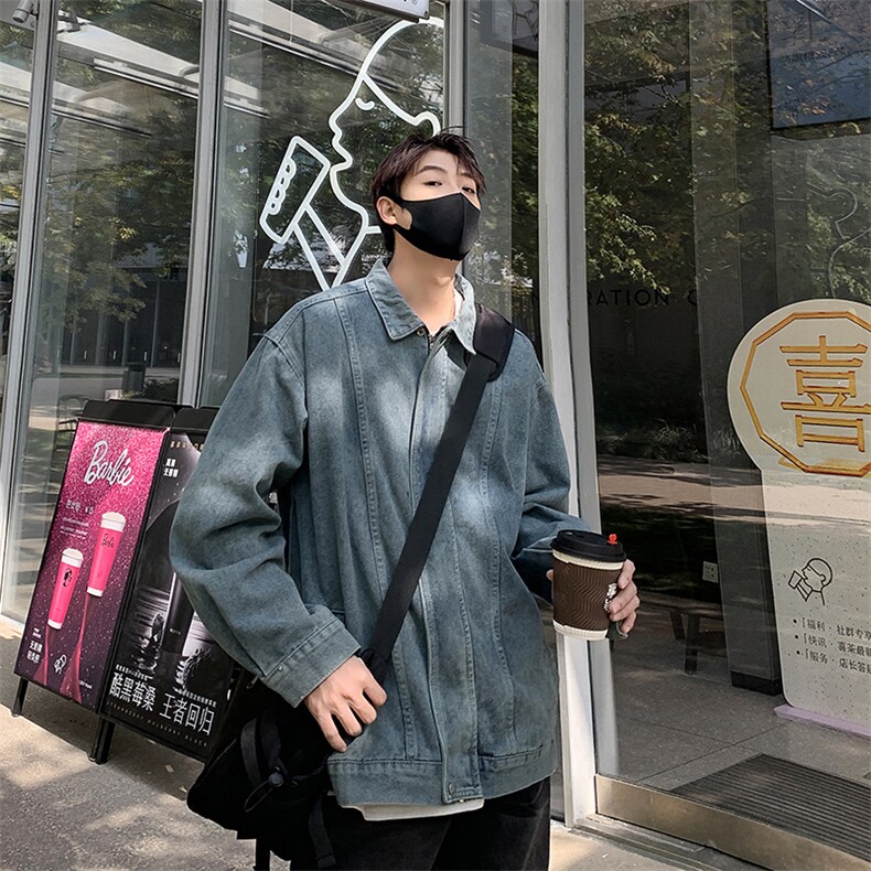 秋季新款牛仔外套男宽松潮牌帅气ins百搭牛仔夹克痞帅牛仔衣,男装夹克,星座410-7