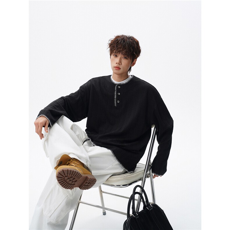 现货新款T26001-P38特控78大码中性撞色长袖卫衣T恤，男装T恤，电商D232