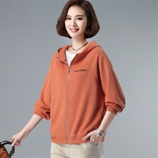 宽松连帽金属拉链卫衣外套女长袖春秋款，女装卫衣/绒衫，3200格调