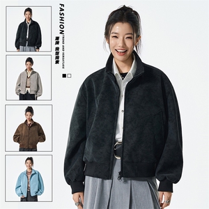 美式复古短款夹克男女秋高街潮牌情侣外套宽松百搭上衣JS5601-P85图片