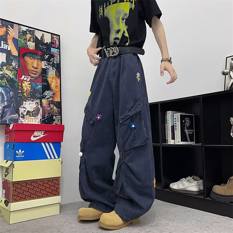 美式设计复古休闲裤女高街显瘦通勤工装裤KZ0126-P70,男装工装外套,星座308B-2