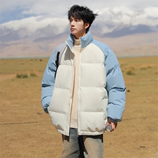 现货抖音得物可供视频三防加厚羽绒拼接棉衣外套面包棉服WM8666，男装棉衣，电商A486
