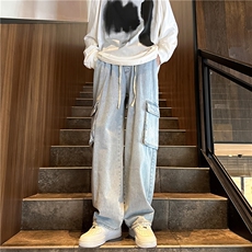 k1058-p55-控78M-5XL港风高阶黄泥黑暗拼接牛仔裤，男装牛仔裤，星座116
