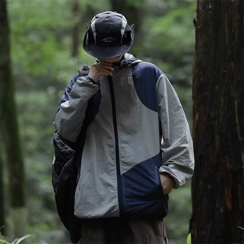 防晒衣男女夏季拼色宽松户外运动防晒服冲锋衣薄款外套FS13-P45,男装夹克,星座1008