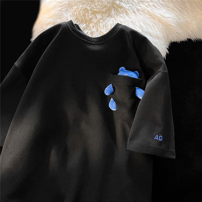 1中性风短袖T恤女情侣大码M-5XL网红小熊短袖T恤男DT7745P55控68，男装T恤，星座226-2