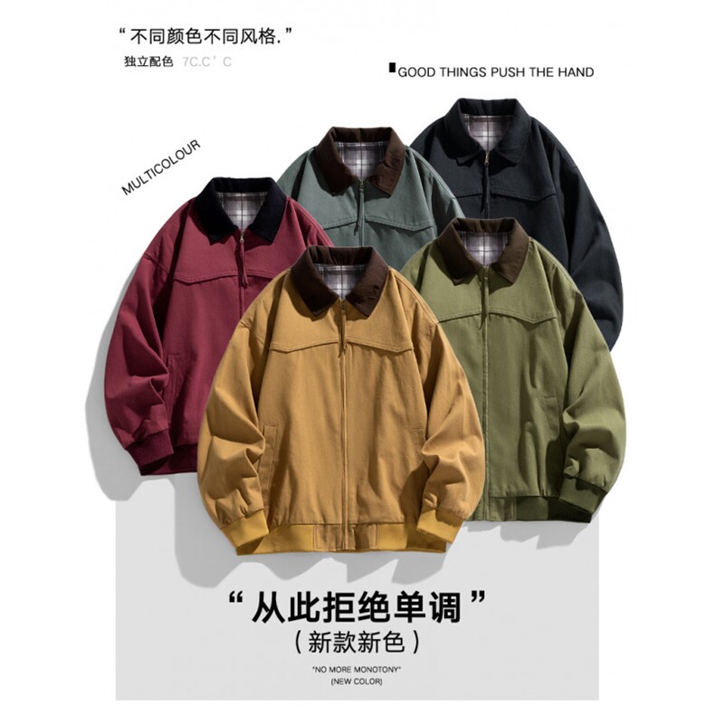 直播 2025新款秋冬美式工装复古夹克男女潮牌时尚外套男装J182P78图片