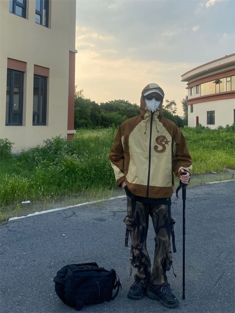 春秋冬款工装连帽夹克潮流拼色宽松百搭户外冲锋衣外套Z211-P65,男装夹克,星座1007（原301D）