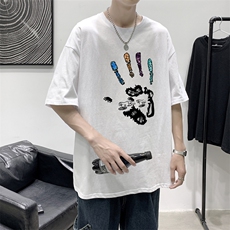 T2228P25港风室内男士t恤短袖ins潮牌潮流夏季薄款上衣服港风宽松，男装T恤，星座510A-1