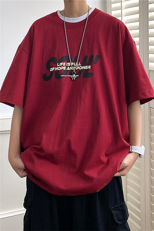 春夏新款字母虚影发泡印花短袖纯棉T恤M~5XLXZ604-DT205-P35控48,男装T恤,星座604
