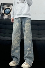 B221美式ins高街宽松提花微喇牛仔裤LK25577-特P45控78，男装牛仔裤，电商B221