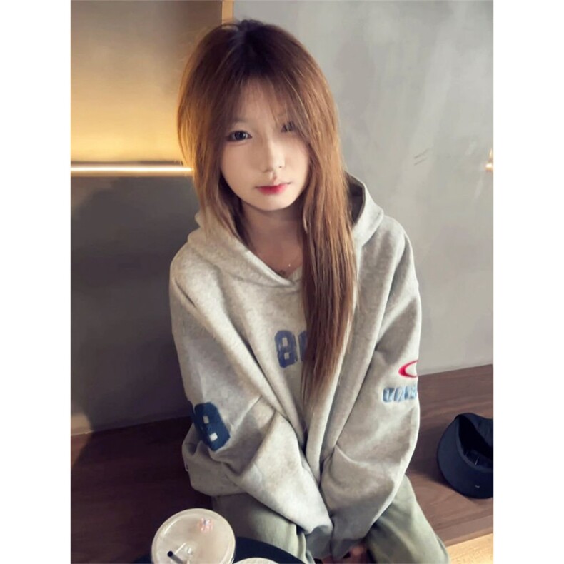 5360-P50原版做工刺绣+印花+订标后包拉肩连帽卫衣薄款，女装卫衣/绒衫，星座617A-2