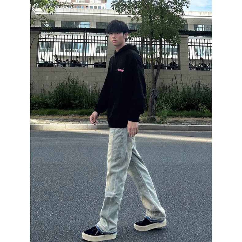 B221美式ins高街暗黑小众毛边修身小脚牛仔裤LK23020-P60控78,男装牛仔裤,电商B221
