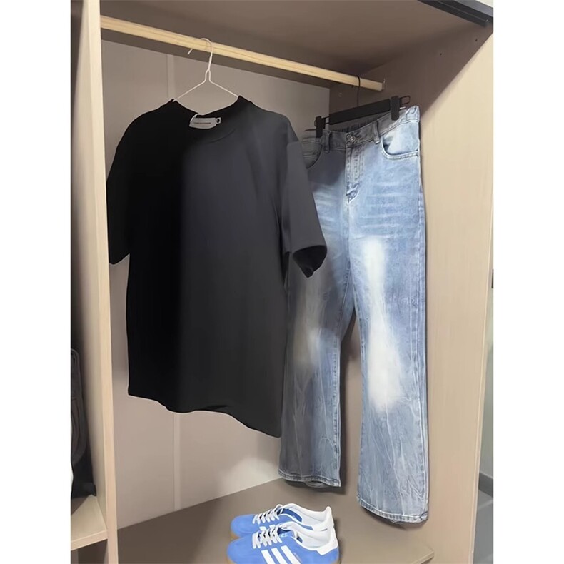 W10096-P48网图现货美式复古竹节纹直筒牛仔裤弯刀拖地裤,男装牛仔裤,星座1608-2