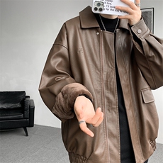 8XL-M皮衣外套男港风复古美式加绒加厚皮夹克机车PY858P95控128，男装皮衣，电商D206-1