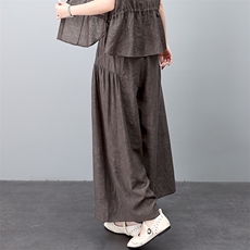 妈妈夏季时尚2025新款高贵洋气天丝短袖衬衫阔腿裤气质，女装休闲裤，雪樱依海