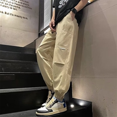 男款骑兵斜复网速干冰丝运动裤宽松束脚卫裤夏季薄款休闲裤KM631，男装休闲裤，星座1116A-1（原606A）
