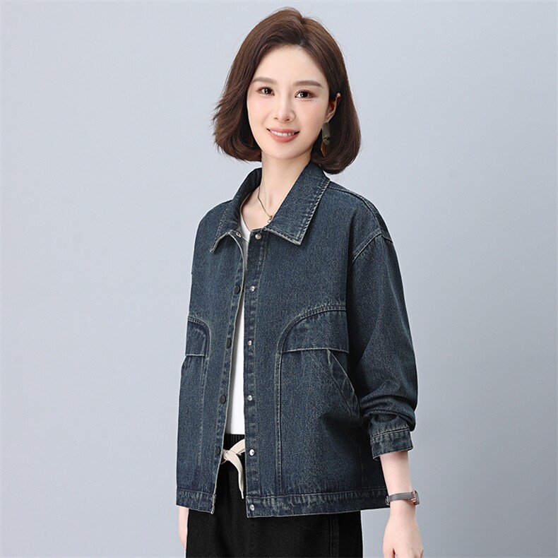 时尚休闲牛仔女2025春秋新款宽松大码中年妈妈洋气减龄，女装牛仔外套，悦见她