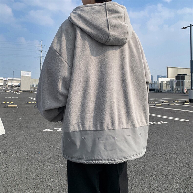 8XL-M大码摇粒绒卫衣套头连帽半拉链宽松美式复古外套WY9103/P68图片