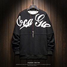 木板日系潮牌时尚字母印花卫衣男秋冬季加绒圆领外套wy52p58限88，男装卫衣，电商A089-1