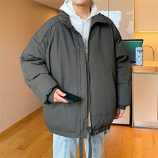 现货冬季美式休闲加厚雪山外套夹克立领纯色三防户外工装棉服，男装夹克，电商A486-1