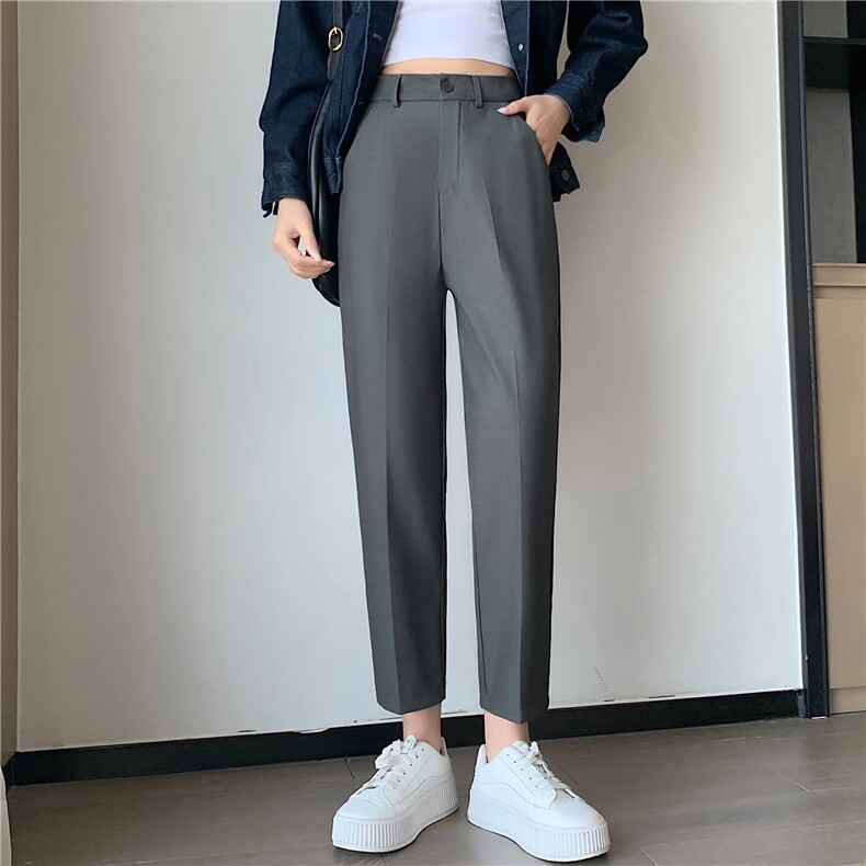 西装裤女2024春夏九分裤西裤薄款休闲裤子大码小个子职业烟管裤,女装休闲裤,梦白服饰厂