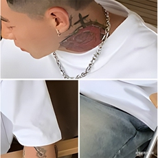 1506/Q3950/P29260g重磅双本针短袖t恤男恶魔眼潮牌印花上衣，男装T恤，星座1506