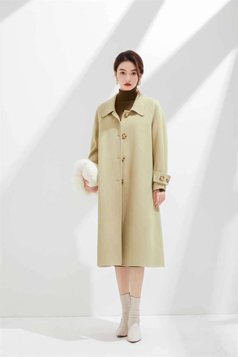 时尚百搭黑色双面呢大衣显瘦保暖长款外套优雅气质女装,女装双面呢大衣,阿吉丽克