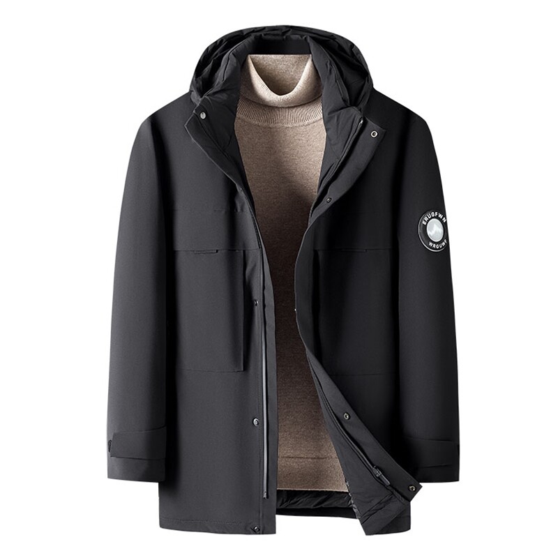 21冬季新款羽绒服男士中长款连帽宽松休闲羽绒外套SNDAF3313-P285，男装羽绒服，电商B212（原钱塘6029）