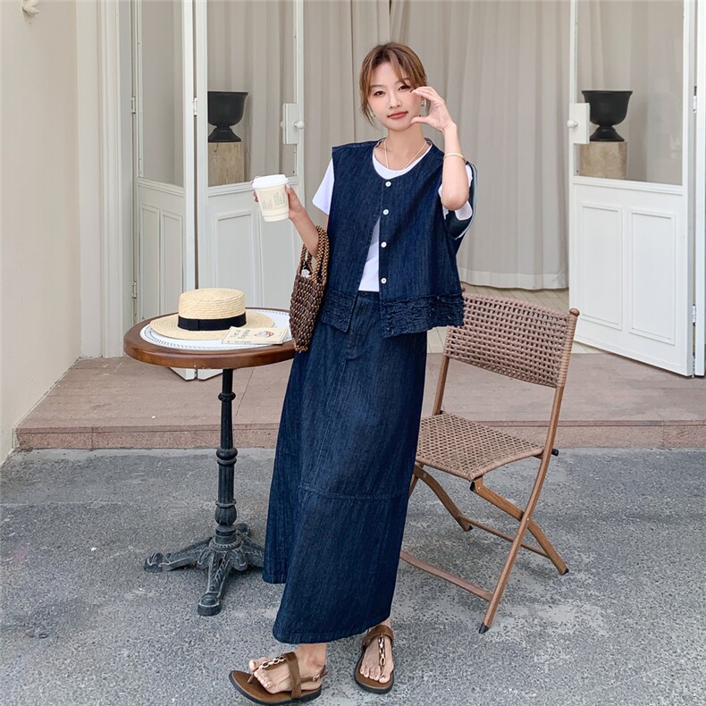 现货2025夏季新款三件套真丝仿牛仔2C053/款807/批165/控238,女装套装/套裙,2C053