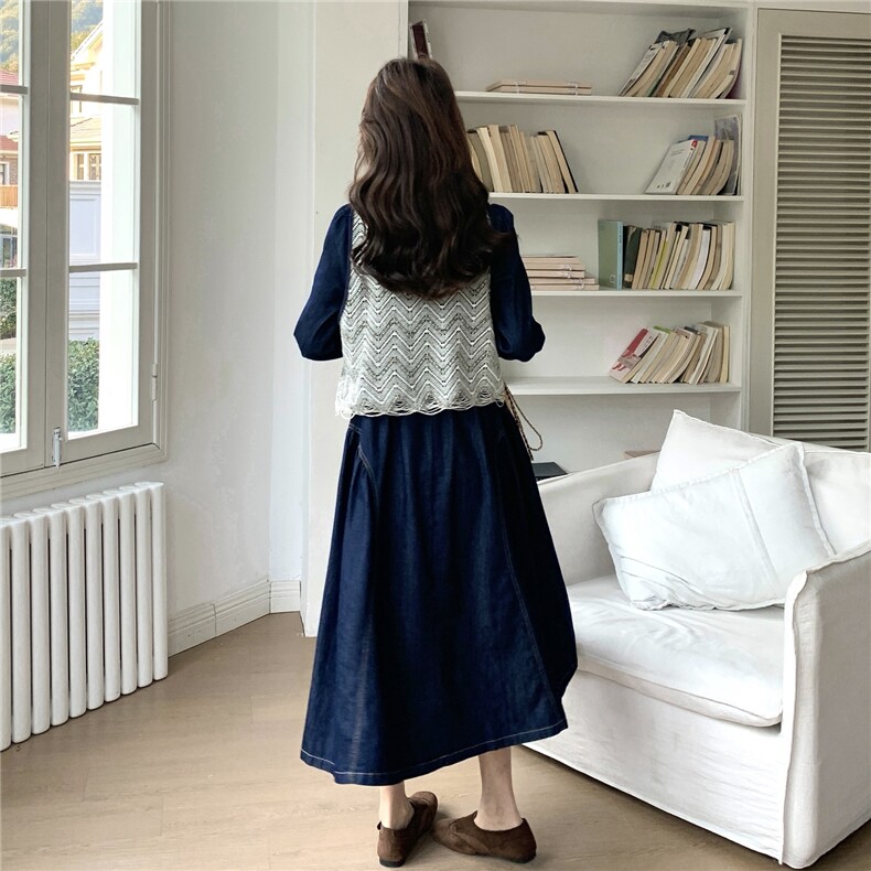 法式牛仔两件套连衣裙2026春季新款女装套装2C227/6601/P165K268,女装套装/套裙,2C227