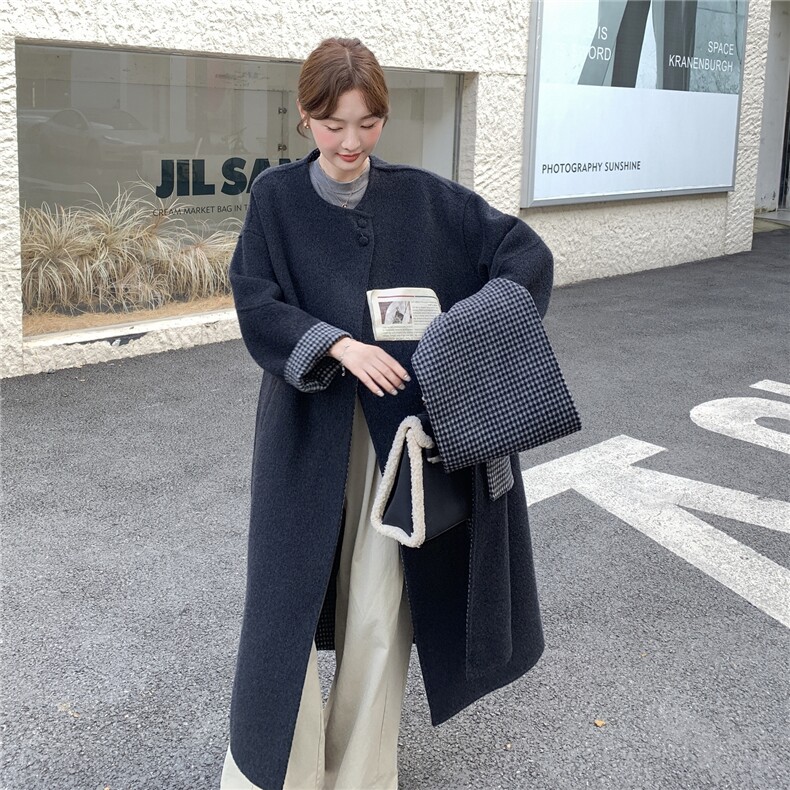 韩版减龄长款双面羊绒大衣女2025年冬季新款显瘦加厚保暖毛呢外套,女装双面呢大衣,蝶眷