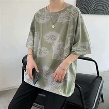 21港风ins短袖男T恤日系潮流中性宽松学生嘻哈五分袖上衣TX18-P20，男装T恤，星座1008-2